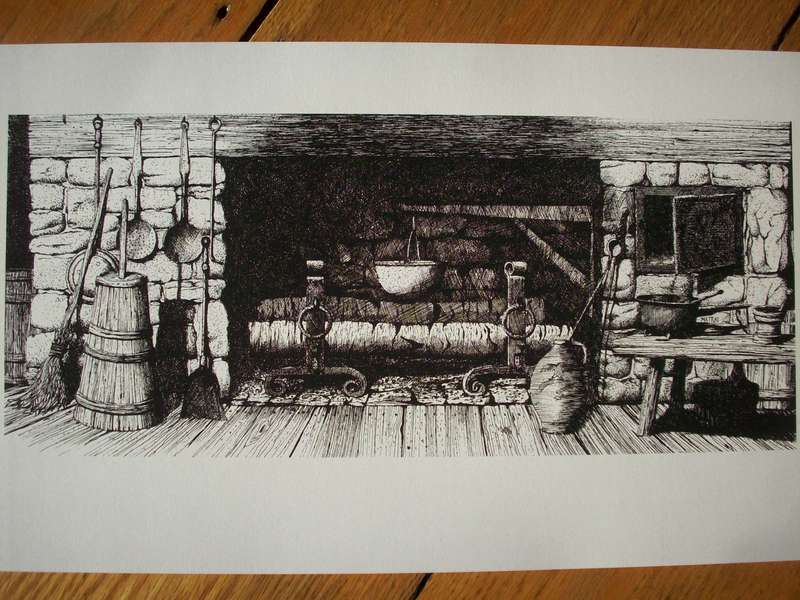 Fireplace Pen & Ink Print