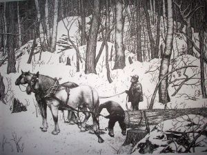 Two Loggers Pen&Ink Print