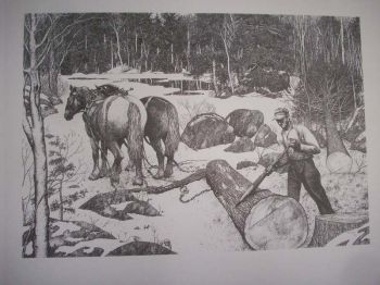 Logger and Peavy Pen & Ink Print